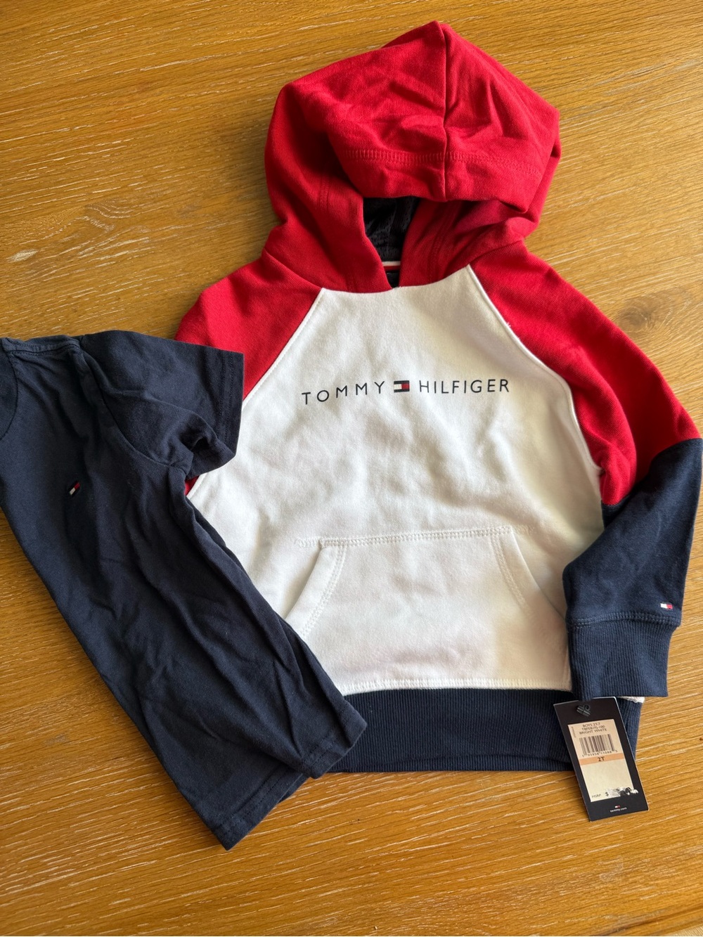 Tommy Hilfiger Kids Red White & Navy Colorblock Hoodie